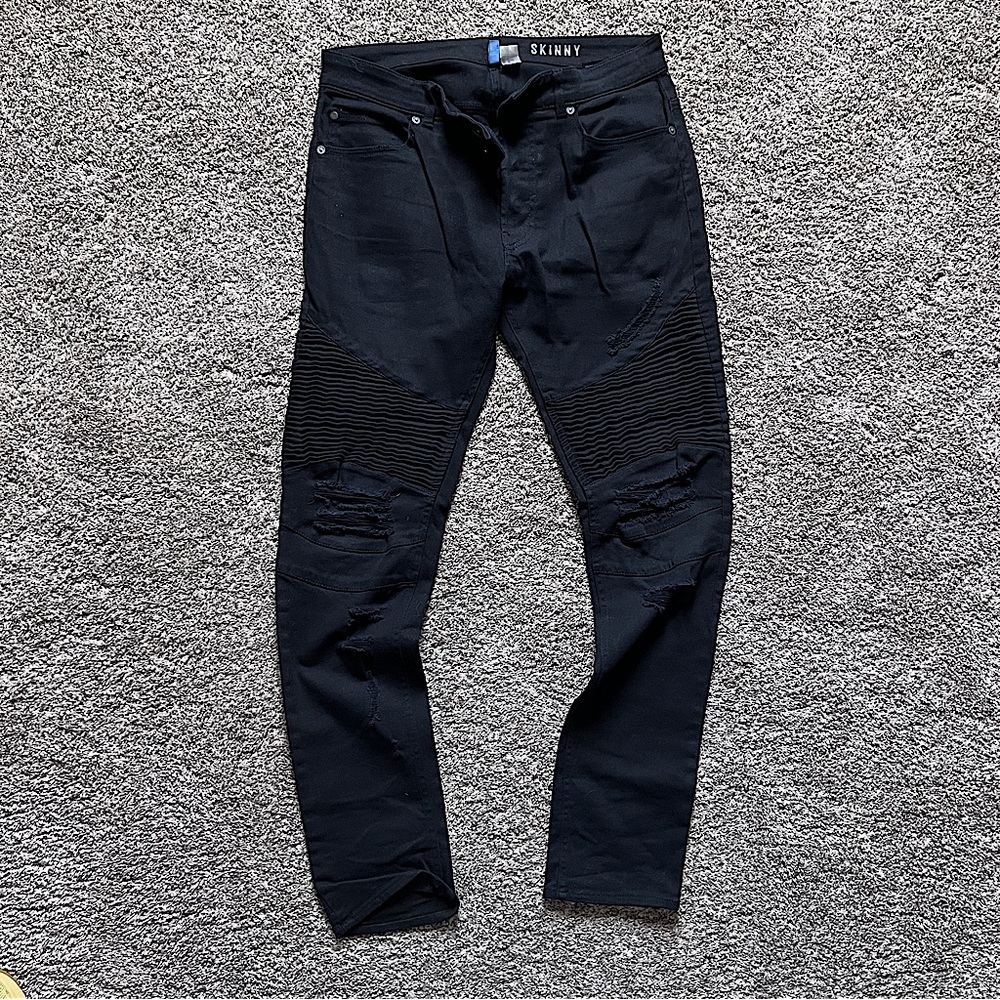 Men's H&M Black Distressed Moto Jeans NWOT